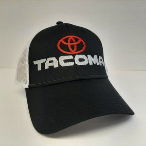 Toyota Tacoma Embroidered Snapback Curved Bill Cap Hat Black & White